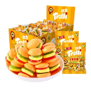 Trolli, hamburger-shaped gummies, fruit-flavored gummy candies, elegant box, 14.8oz (contains 30 small packs)