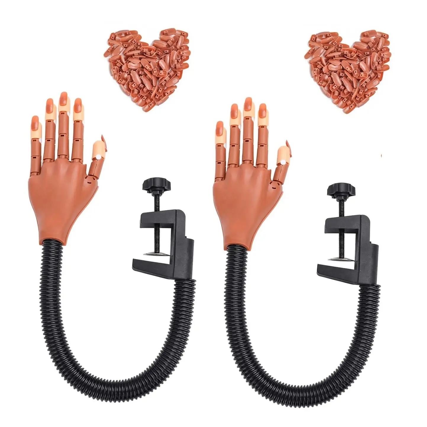 Practice Hand for Acrylic Nails, Flexible Nail Practice Hands Training Kits, Fake Manican Hands for Nails Practice, Movable Nail Maniquin Hand with 100PCS Nail Tips
