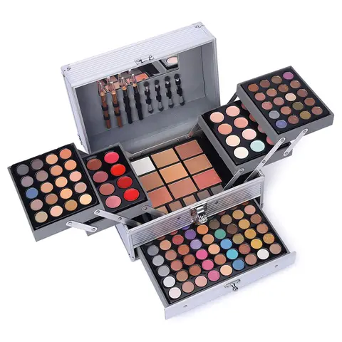 132 Color All In One Makeup Gift Set Kit- Includes 94 Eyeshadow, 12 Lip Gloss, 12 Concealer, 5 Eyebrow powder, 3 Face Powder, 3 Blush, 3 Contour Shade, 2 Lip Liners, 2 Eye Liners, 4 Eyeshadow Brush,familyfun