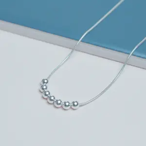 Silver beads necklace - Delicate necklace - Silver dainty Pendant - Aesthetic Necklace - Small beads - gift for her - Minimalist necklace