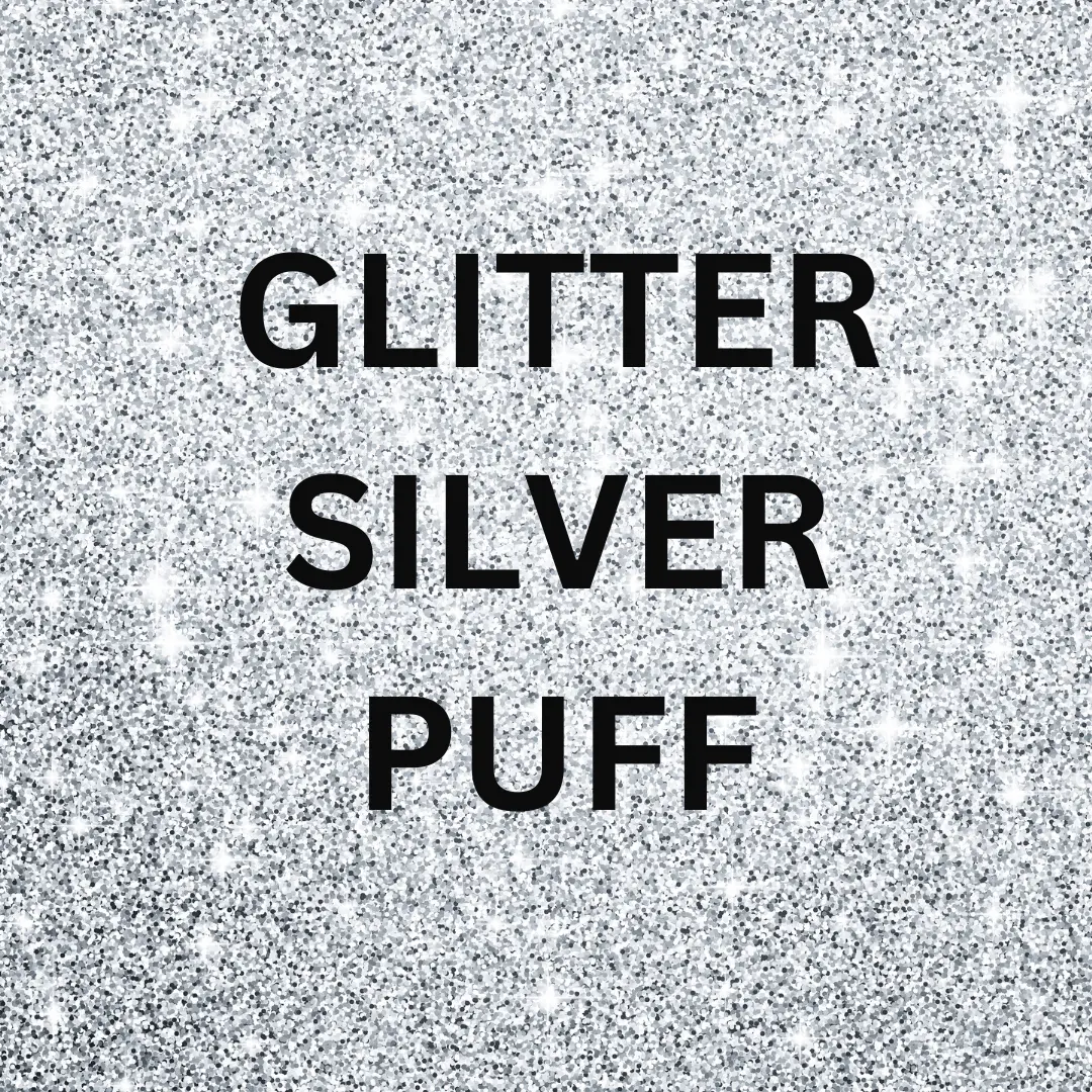 Raised 3D Super Glitter Puff Heat Transfer Vinyl (HTV) - Silver, Press & Peel Application, Cold Water Resistant DIY Specialty Supply for Toys & Hobbies