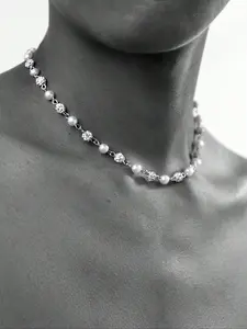 Faux Pearl & Rhinestone Decorated Necklace, Elegant Rhinestone Necklace, Punk Style Jewelry for Party, Daily Clothing Decor, Trendy All-match & Exquisite Jewelry for Birthday Gift