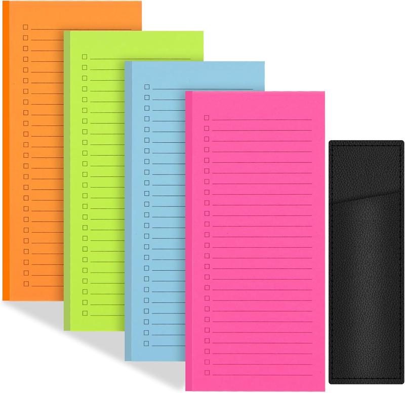 4 Pack Magnetic Notepads for Refrigerator with Pen Holder Grocery List Large Memo Pad For Home and Office
