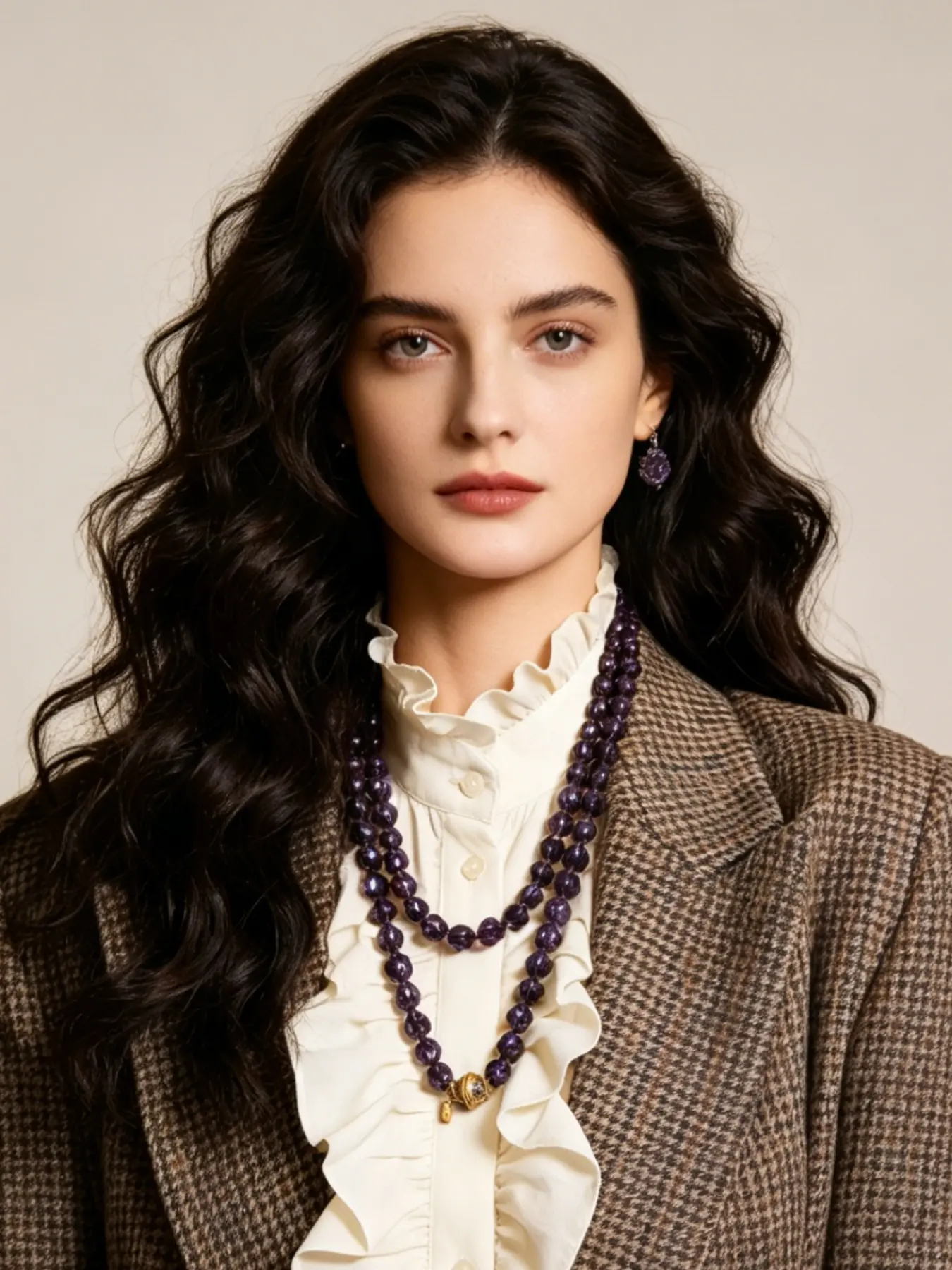 A rich and transparent multi section amethyst bead necklace, with cutting techniques that make the crystal shine even more, suitable for various scenarios such as daily commuting, light business, intellectual style dressing, and light social gatherings.