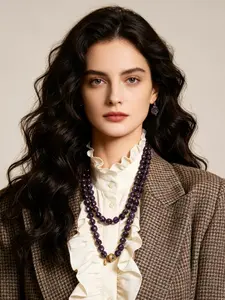 A rich and transparent multi section amethyst bead necklace, with cutting techniques that make the crystal shine even more, suitable for various scenarios such as daily commuting, light business, intellectual style dressing, and light social gatherings.