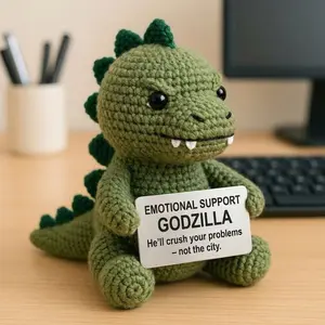 Emotional Support Godzilla Crochet Doll