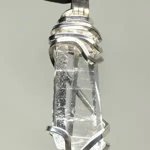 Light of Lemuria High Clarity Lemurian Quartz SS PENDANT Raw Crystal Artisan Crafted Unique Design High Frequency Lemurian Quartz 925 Anniversary Auspicious Birthday Daily Engagement Wedding Casual Elegant Ethnic