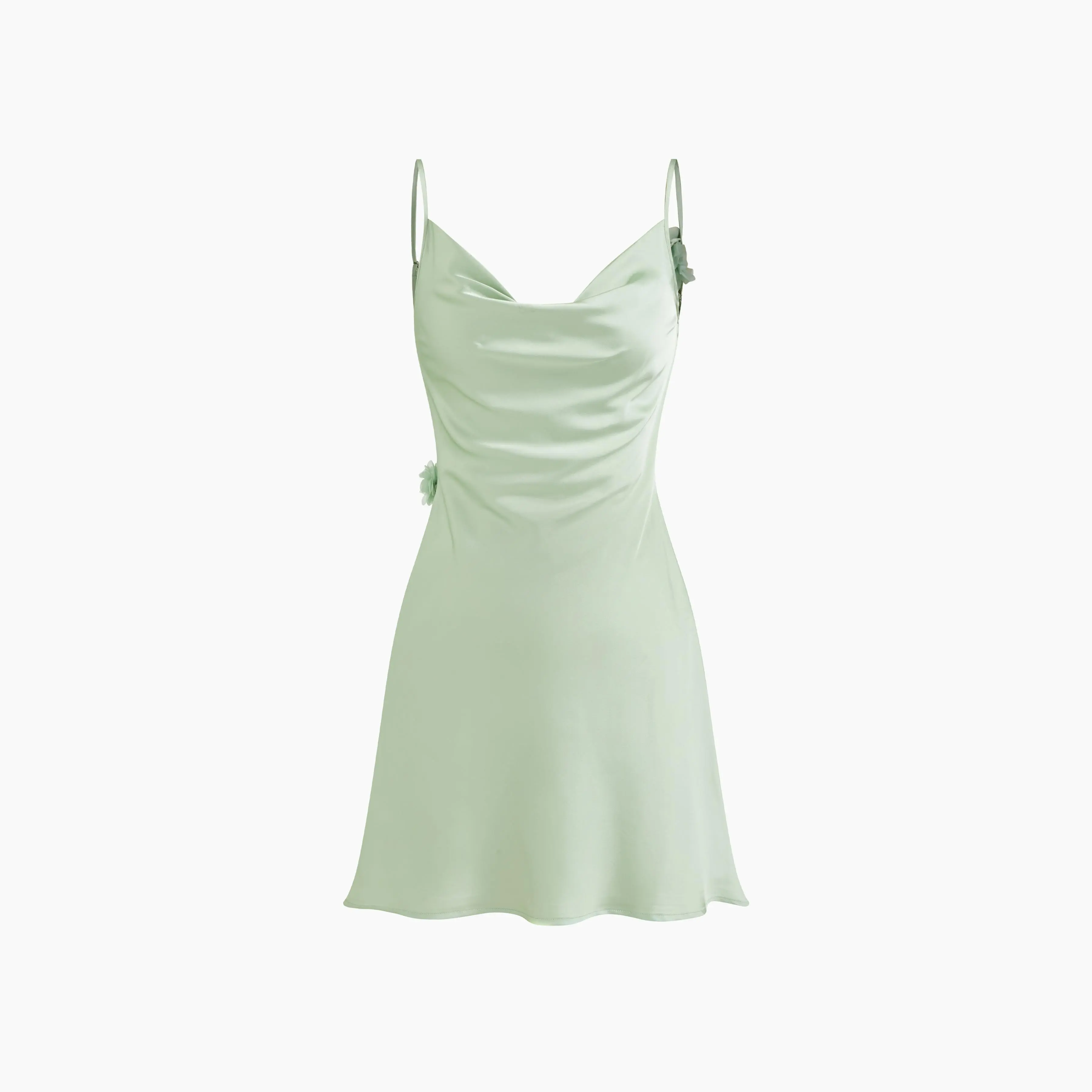 Cider Satin Cowl Neck Backless Flower Mini Dress - TikTok Shop
