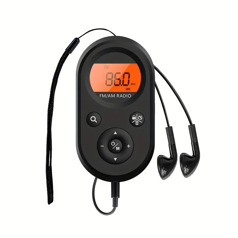 Compact Portable Am/fm Pocket Radio, USB Rechargeable, Long Battery Life, Stereo Headphones, Backlit Display, Ideal for Hiking, Walking, Running