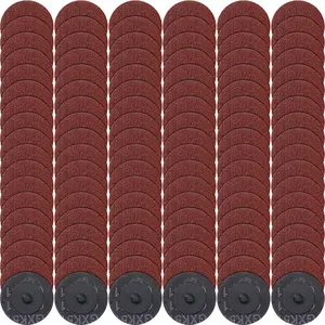 150 count Sanding Discs 2 Inch Roll Lock   Sanding Surface Conditioning Discs for Surface Prep Strip  Polish Finish Burr Rust  Removal, red(80 Grit)