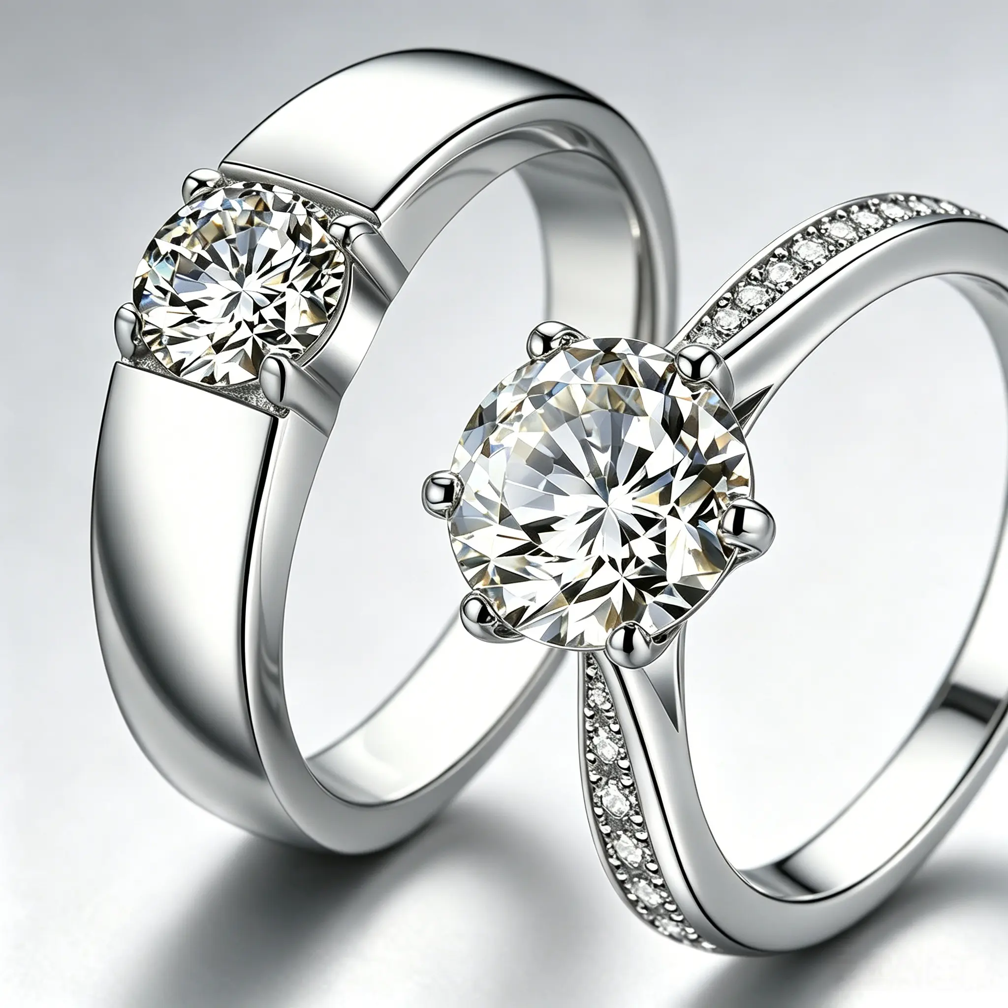 Classic Moissanite Matching Couple Rings Set, Dainty Promise Wedding Bands Gift for Him & Her