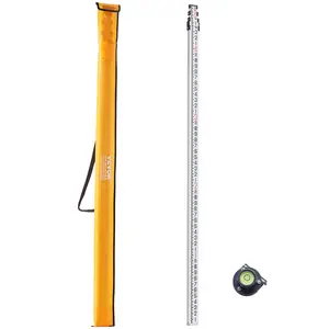 VEVOR  Aluminum Grade Rod, 16-Feet/8ths 4 Sections Telescopic Measuring Rod,Double-Sided Scale 1/8in Leveling Rod Stick,Aluminum Alloy Survey Rod with Bubble Level &Carrying Bag for Houses,Walls,Floor