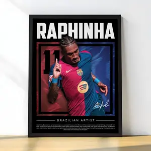 Raphinha FC Barcelona Digital Poster, Barça Wall Art, Football Winger Print, Soccer Home Decor, Instant Download Artwork
