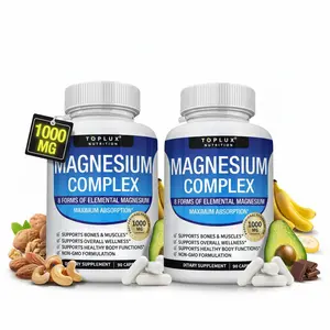 Organic Natural Magnesium Complex 1000 mg,90 Capsules Made from 8 Elements MagnesiumSupplement Fitness Edible Health Diet BrainEnhancement Vitamin Mineral SupplementHealthcare Dietary Bathroom