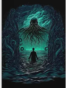 Home Decor Spirit Cthulhu HP Lovecraft Inspired Art Print, Lovecraftian Poster, Book Lovers Gift Idea, Horror Sci Fi P Canvas Wall Art Print Poster For Home School Office Decor