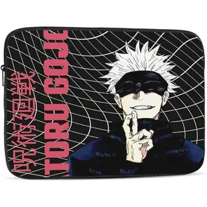 Anime Style Anime Laptop Sleeve Black Grid Aesthetic Protective Case