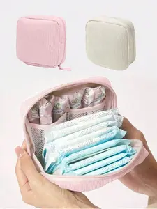Sanitary Napkin Storage Bag, Portable Storage Bag, Travel Organizer Bag, Large Capacity, Simple Style, Used To Store Sanitary Napkins, Panty Liners And Tampons, A Necessity For Girls, A Good Choice For Going Out. Stripe Series Makeup Bag,Travel Essentials