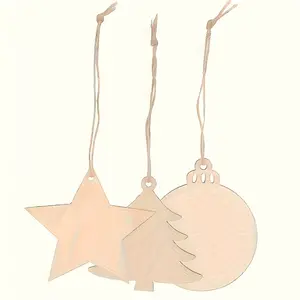 30pcs Creative DIY Holiday Wood Slice Decorative Pendants, Perfect for Craft Projects, Unique Festival Ornaments, Handmade Art Supplies
