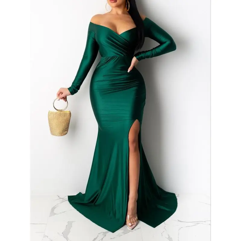 long sleeve bodycon dress with slit - TikTok Shop