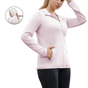 Women's lightweight long sleeved sunscreen hoodie, breathable and cool sunscreen jacket, suitable for outdoor activities such as hiking and fishing, large elastic and breathable on all sides, available in a variety of colors Style