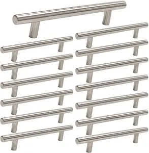  15 Pack Brushed Nickel Cabinet Pulls 3 Inch Handles Stainless Steel Cabinet Hardware for Kitchen and Bathroom Cabinets, 5 Inch Overall Drawer Pull
