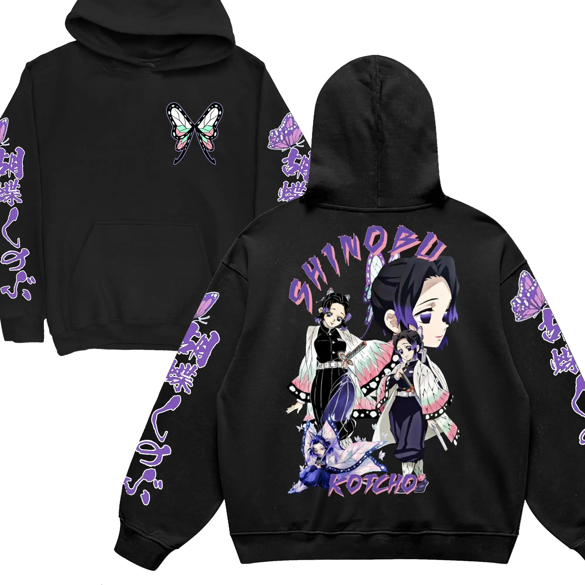 2025 Infinity Castle Demon Slay Shinobu Hoodie Japanese Streetwear Shirt, Unisex Anime Gift for Fans Gift For Her Streetwear Japan