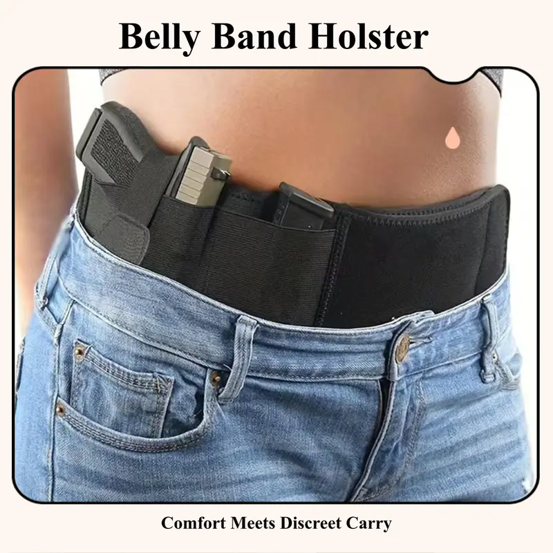 Unisex Mid-Waist Belly Band Holster - Breathable Elastic Fabric, Reliable Tactical Design, Secure Discreet Carry, Casual & Modern Gun Accessories for Hunting & Everyday Use