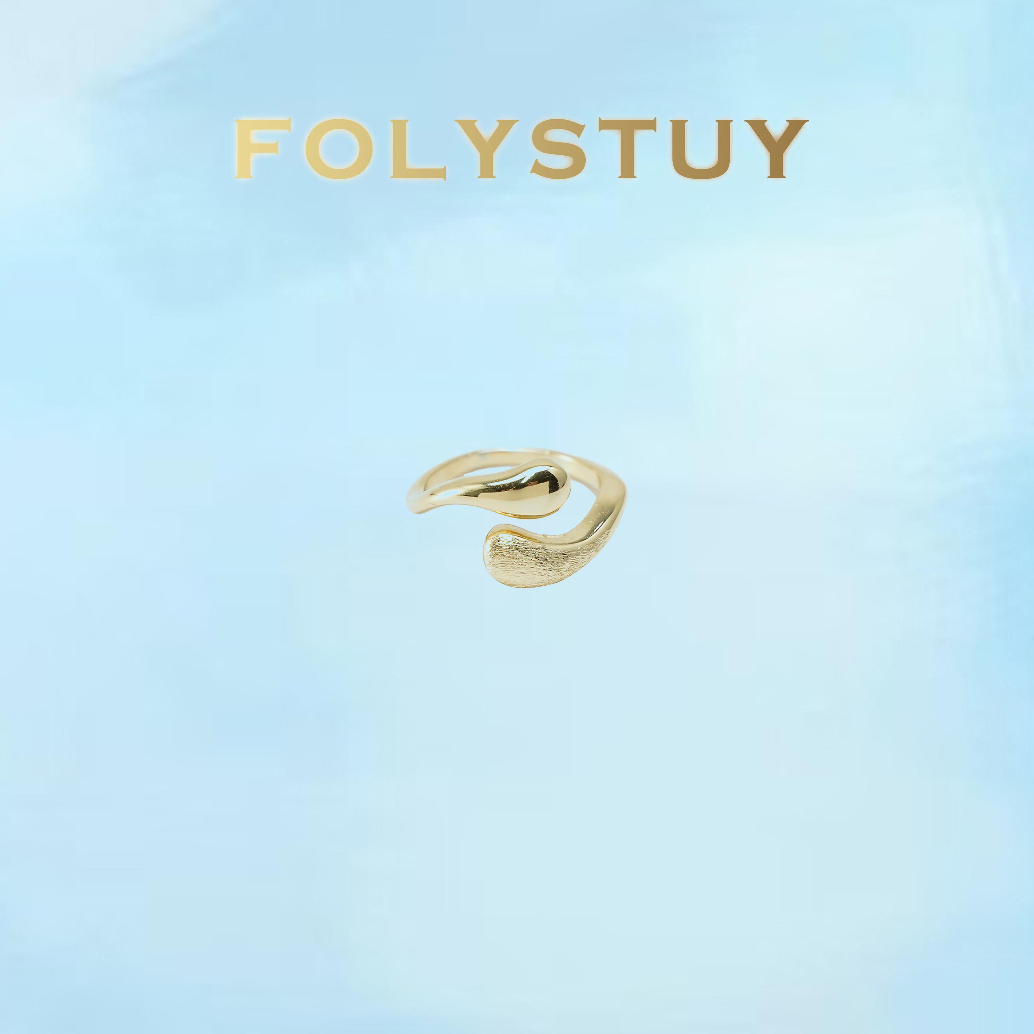 [FOLYSTUY (Z126)]Textured & Smooth Dual Finish Open Cuff Ring, Modern Chic Adjustable Band, Fashion Daily Wear Jewelry