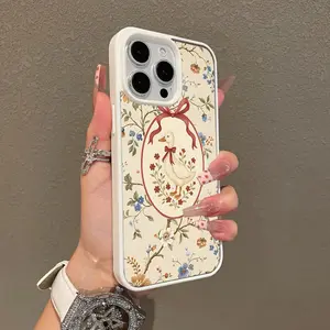 Magnetic Compatible Case for iPhone 17 16 E Pro Max 15 Plus 14 13 12 11 XS XR, Floral Duck Vintage Aesthetic Print | Shockproof, Silicone, Lightweight, Scratch Resistant, and Trendy Protection