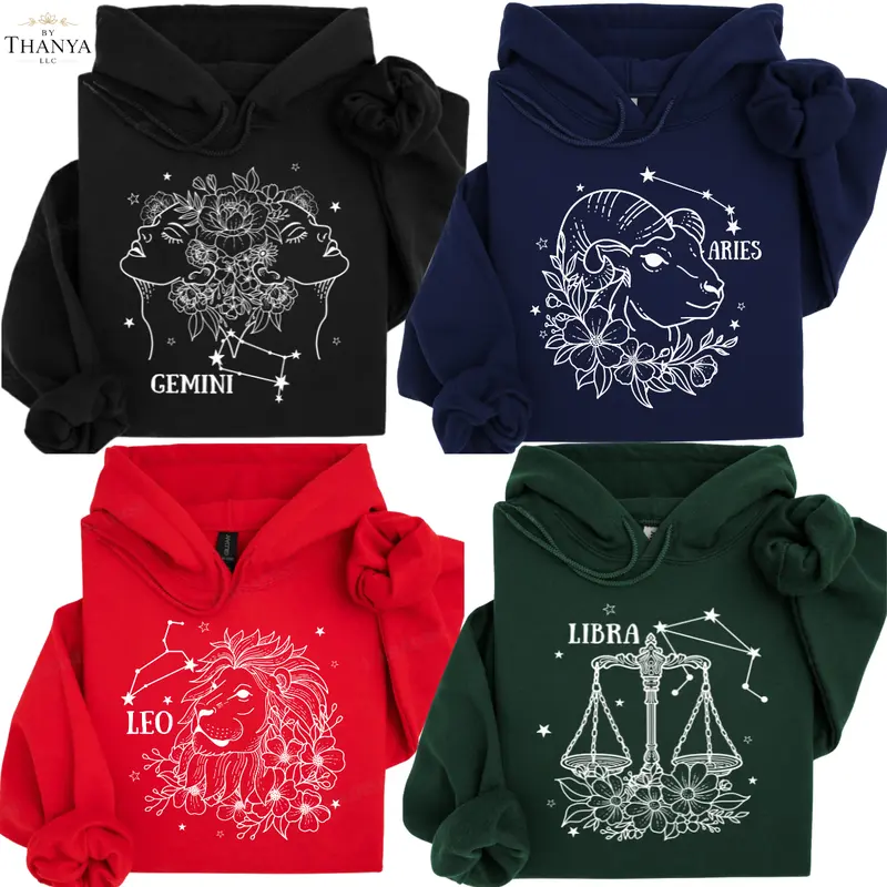 zodiac puff print hoodie - TikTok Shop