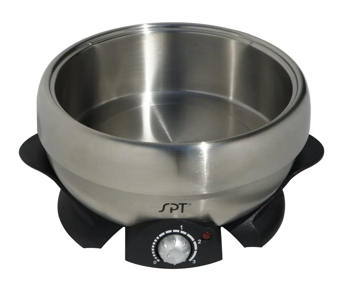 Sunpentown SS-301B Stainless Steel Multi-Cooker with Shabu-Shabu, Grill Function, Stainless Steel Pan - 120V Household Kitchen Electric Hot Pot Plug