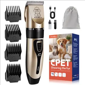 Dog Clippers Low Noise, 2-Speed Quiet Dog Grooming Kit Rechargeable Cordless Pet Hair Clipper Trimmer Shaver for Small and Large Dogs Cats Animals (Gold)