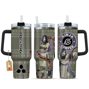 [Naruto] Orochimaru “Legendary Sannin” 40oz Tumbler With Handle – Hidden Leaf Rogue Shinobi Stainless Steel Wrap Cup, Anime Villain Wrap Design, Double Wall Insulated Travel Mug, Gift for Anime Fans