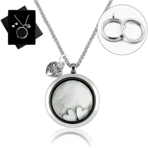 Dog Fur Hair Keepsake Ashes Memory Urn Necklace with Charm Glass Circle Memorial Pendant Pet Cremation Memorial Jewelry for Women Men Vial for Ashes