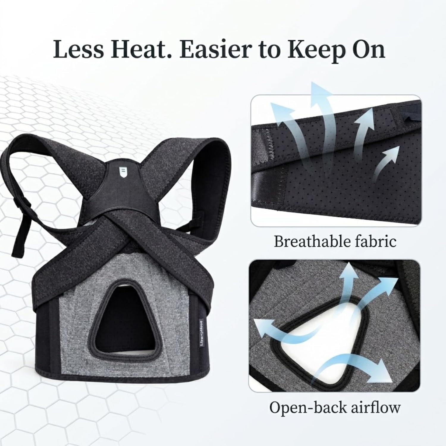 LibertyMove Posture Corrector for Women, Adjustable Upper-Back Brace for Shoulder & Upper-Back Pain Relief - Aesthetically Designed & Breathable Back Straightener, Helps Improve Rounded Shoulders, Slouching & Poor Posture, Discreet Under Clothes