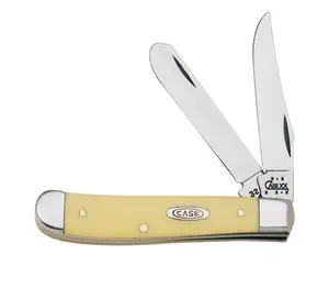 Case Mini Trapper Yellow Carbon Steel 3-1/2" Pocket Knife - Model 029