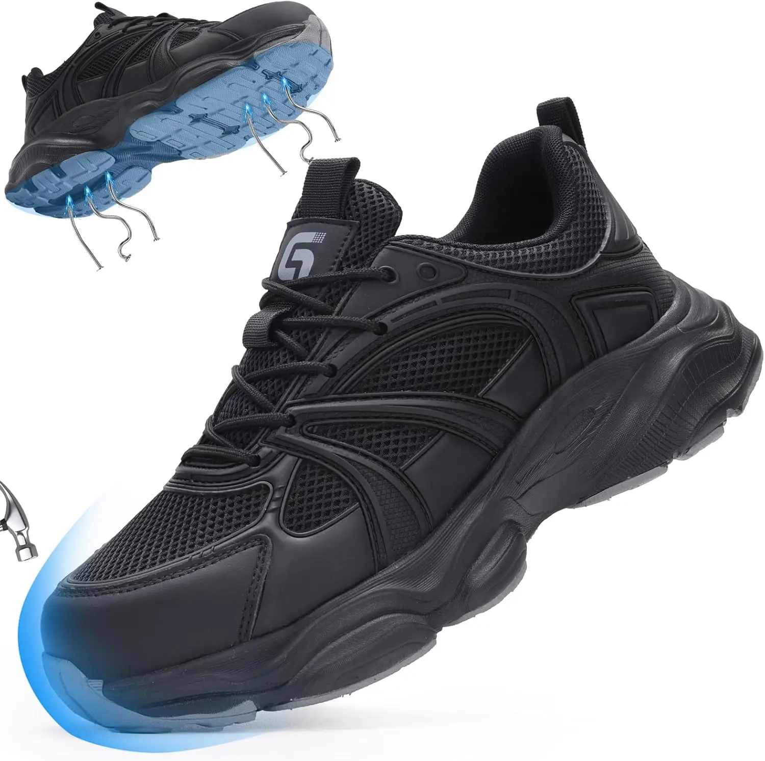 GUYISA Steel Toe Shoes for Men Puncture-Resistant Work Shoes for Warehouse