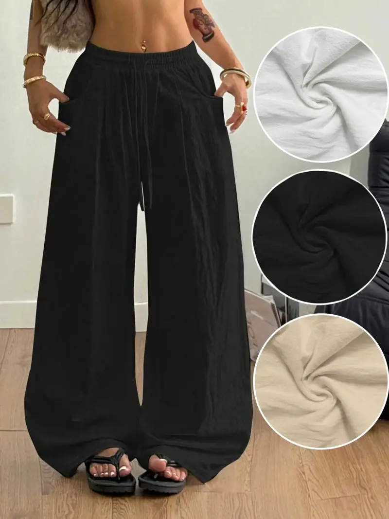 Harem Hippie Boho Gypsy Pants – Baggy Wide-Leg Cotton Trousers, Adjustable Elastic Waist, Festival Casual