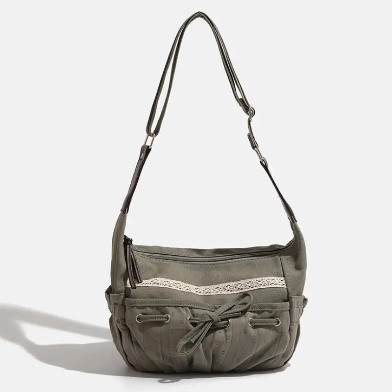 2026 New Designer Women Casual Shoulder Bag Y2K Aesthetic Streetwear Drawstring Handbag Vinage Crossbody Bag Denim Bag