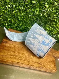2.5 Inch By 10 Yard Blue And White Christmas Tree Ribbon