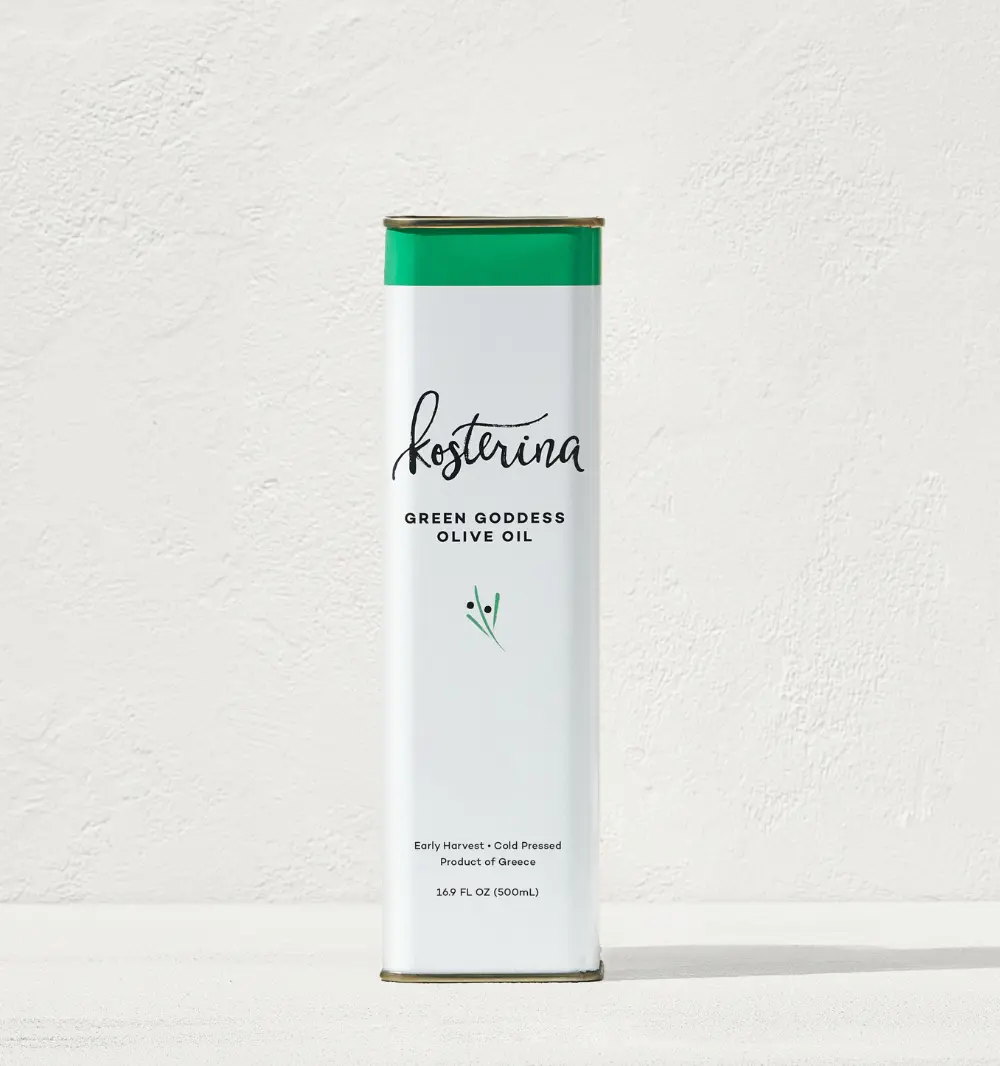 Kosterina Green Goddess Olive Oil - Ultra Premium Extra Virgin Infused with Basil Garlic Onion & Lemon - 16.9 FL OZ