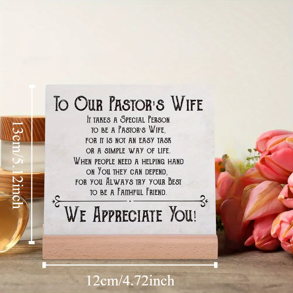 Christian Wooden Plaque with Acrylic Sign and Stand, 12x17cm Desk Display Home Decor Products, Thoughtful Birthday Gift for Believers & Preacher’s Wife, Ideal for Church Office Spaces, Religious