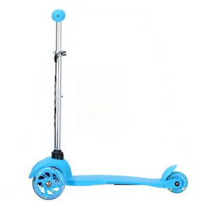 Kids Kick Scooter - 4 Adjustable Height, Extra-Wide Deck with Brake & 3 PU Flashing Wheels, for boys & girls Over 3 Years Old,Blue