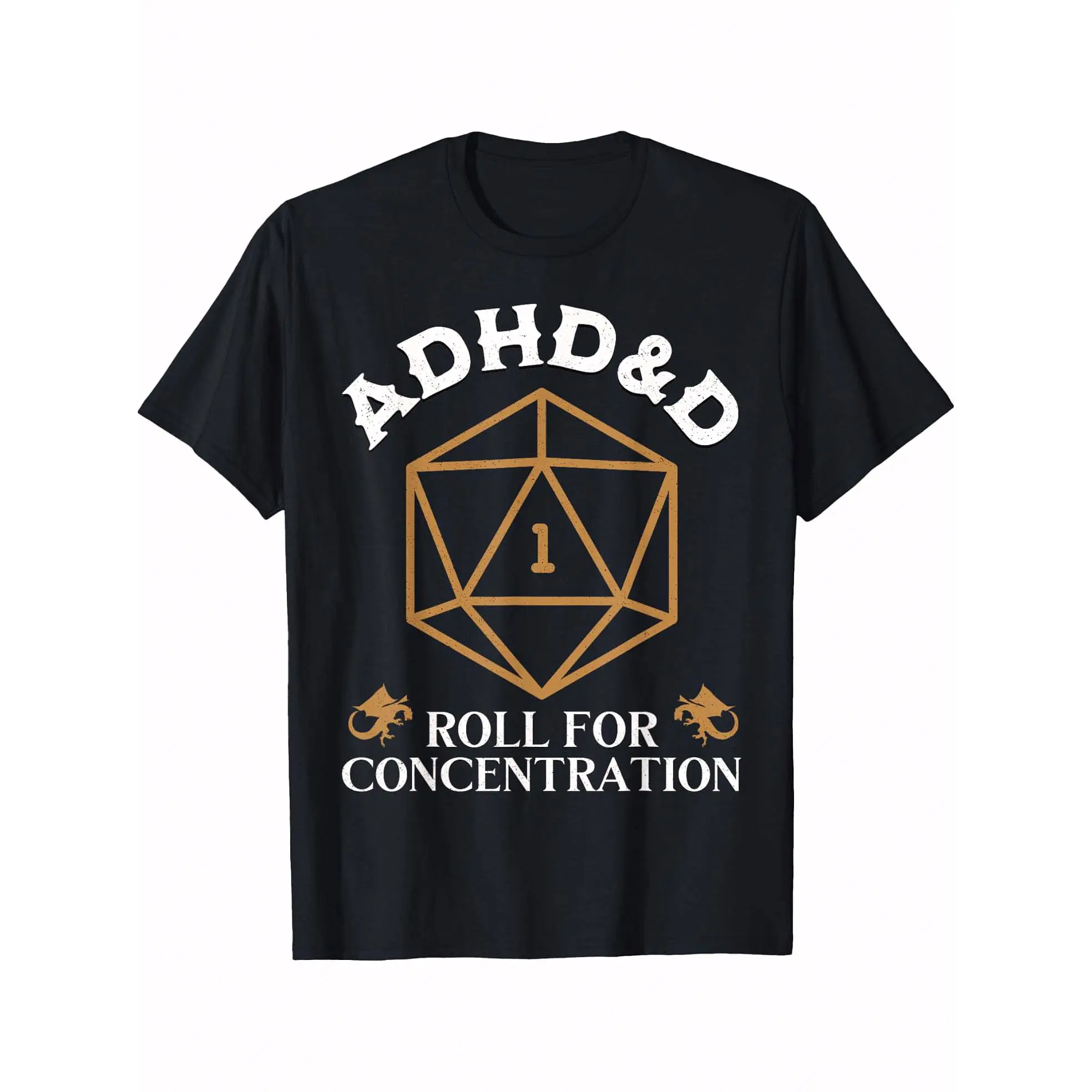 Men's Vintage ADHD-D DnD Concentration Graphic T-Shirt, Cool Heat Transfer Funny Pattern, Casual Comfortable Round Neck Cotton Short Sleeve, 4-Season Wear