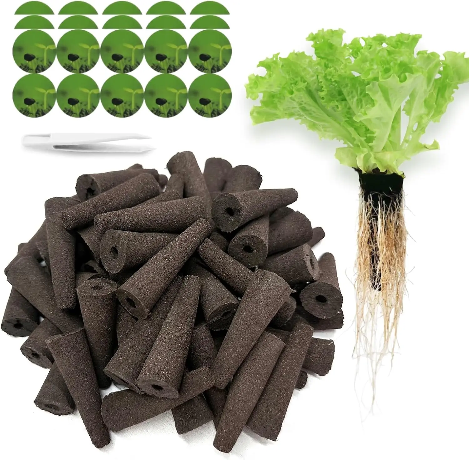 60PCS Hydroponic Grow Sponges Seed Pods Replacement, Compatible with Most Hydroponic Systems, Rapid Rooting Nursery Sponges for Seed Starting & Plant Propagation