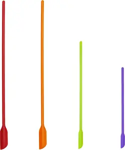 4 count Mini  Spatula Set, 3 Size Makeup Spatula Small Rubber Spatula for Thin Jar Skinny Openings Bottles,  Scraper for Kitchen and , Multipurpose Scraping Mixing Tools (Mix colors)