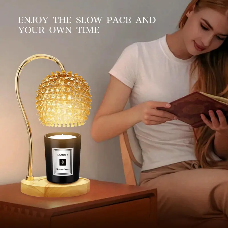 Candle Heat Lamp with Timer, Wax Melt Heater Electric Candle Heat Lamp, Home Decor Cozy Home Warming Gift, Gold 6
