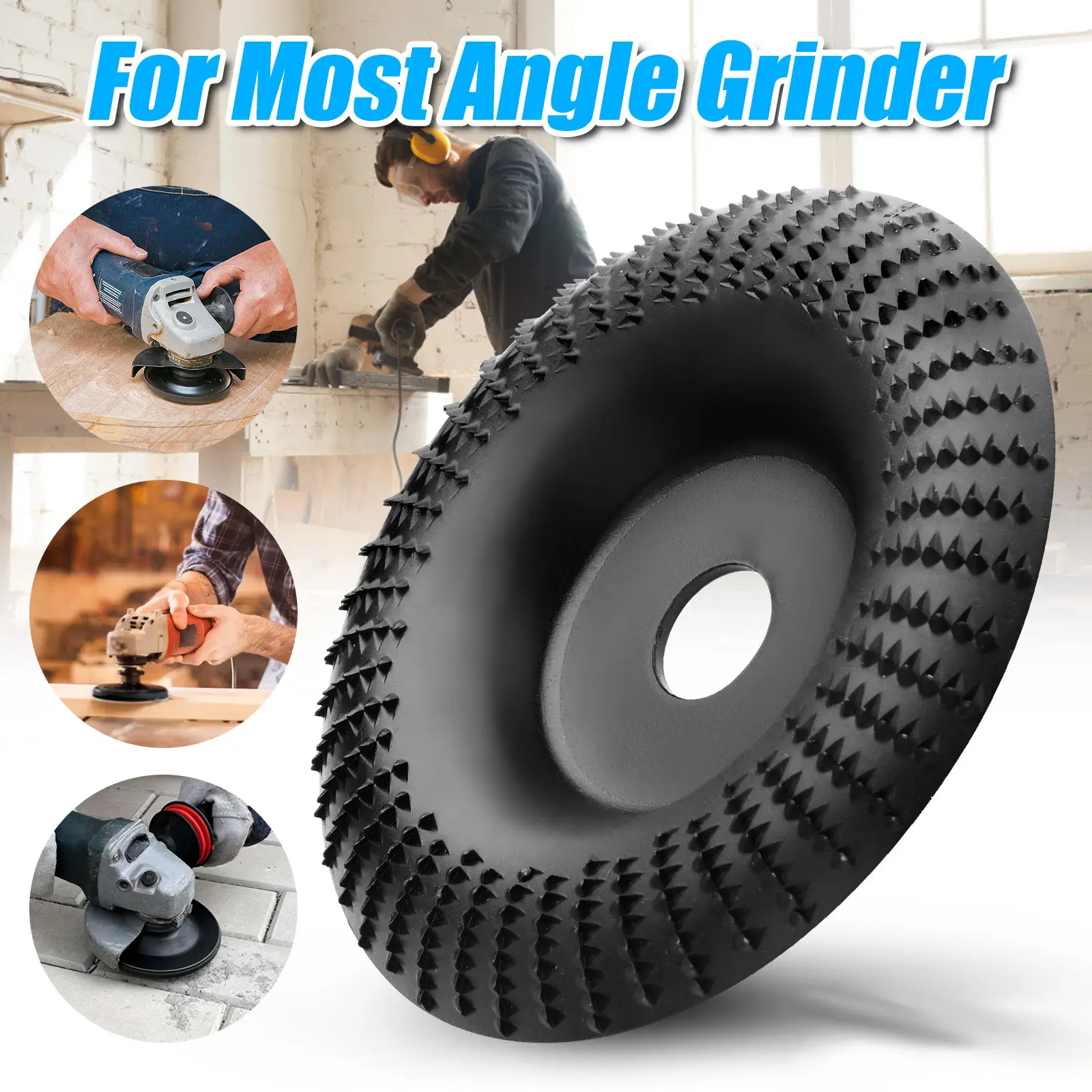 4 Inch Wood Grinder Disc - Wood Carving Disc Grinder Wheel Disc, Wood Grinding Shaping Disc for Angle Grinder with 5/8” Arbor, tool for professional Woodworking