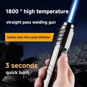 Powerful 1800° High Temperature Butane Lighter, Jet High Temperature Flame Torch Lighter, Windproof Butane Lighter, Refillable, Gift Box Packing Gift for Family and Friends Kitchen Candle Outdoor Camping BBQ (Butane Gas Not Included)