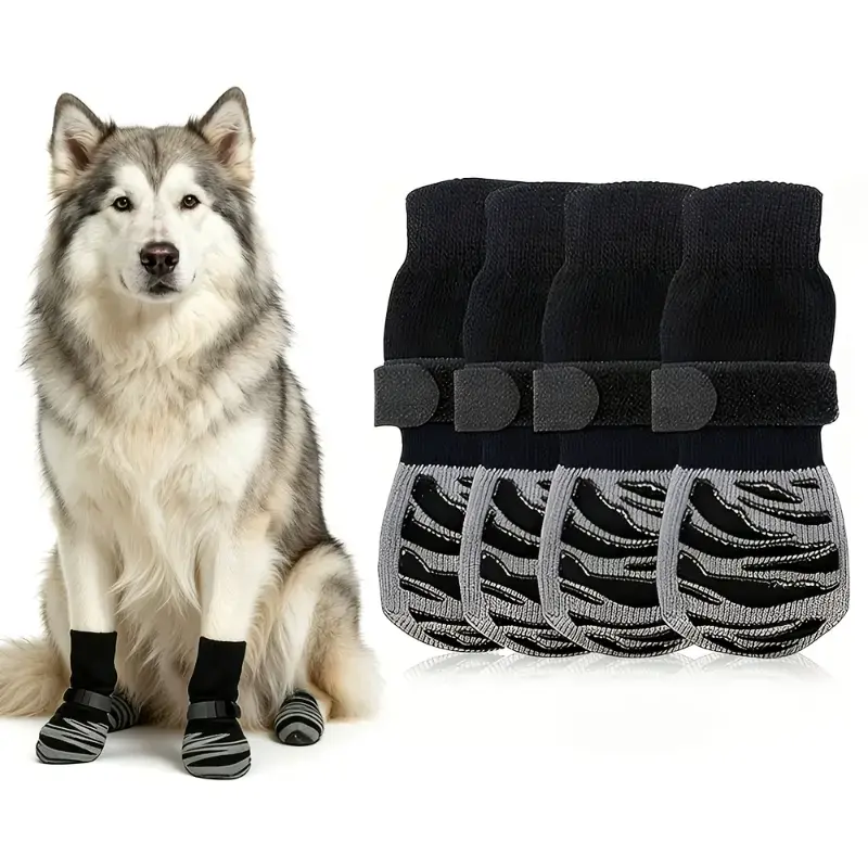 4pcs Anti Slip Dog Socks, Dog Socks to Prevent Paw Licking, Anti Slip Control Dog Boots and Paw Protectors for Hardwood Floors